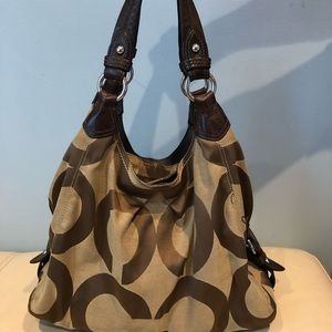 COACH brown signature hobo